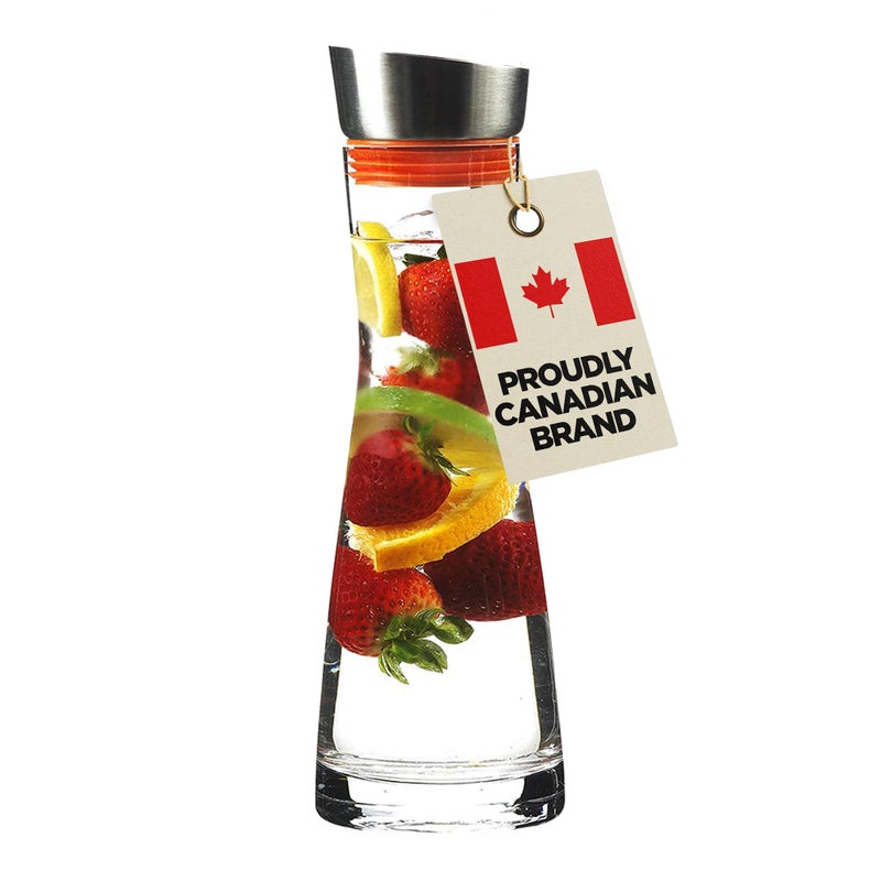 Grosche Rio - Glass Pitcher with Lid - Glass Juice Pitcher - Clear Glass Drink Pitcher - Infused Glass Water Pitcher and Drink Infuser 1000ml, 32 Oz - Image 1